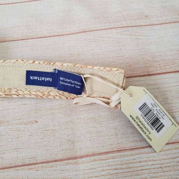 Hat Attack Pocket Visor Woven Rafia Adjustable Women's One Size Natural Summer - Picture 11 of 15